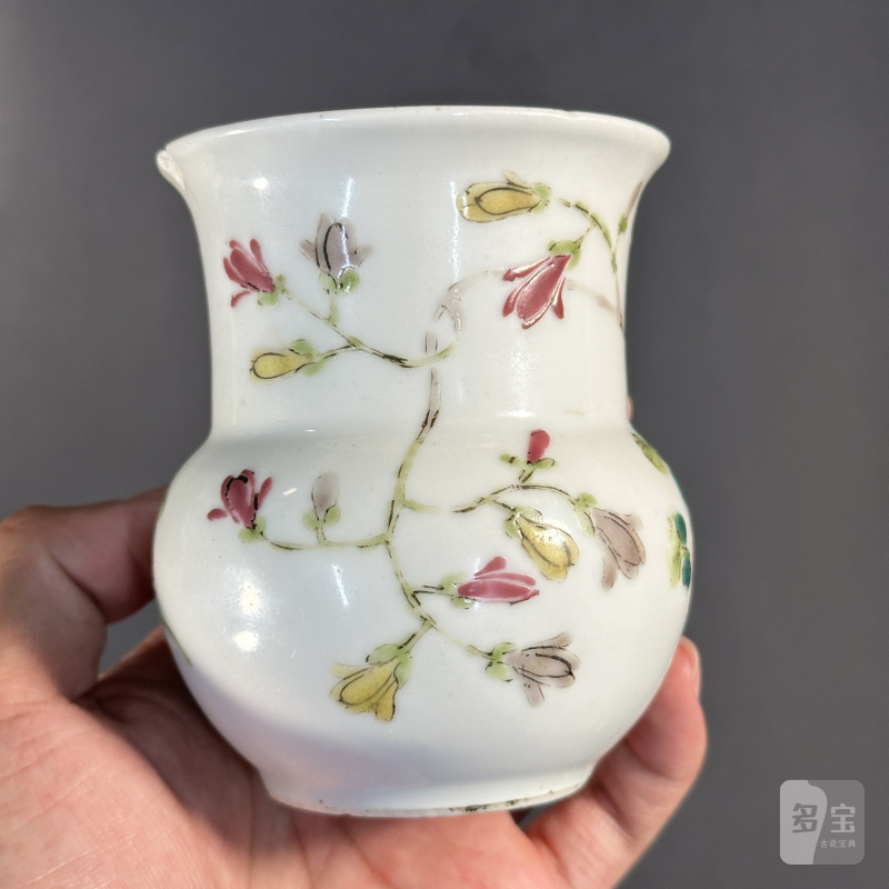 清 粉彩花鸟纹渣斗 - 图6